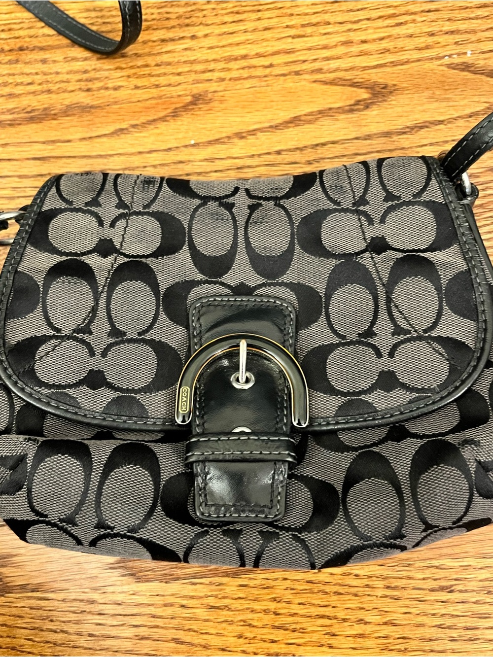 Coach Y2K Vintage Soho Black Signature Canvas Shoulder Bag Small Flap